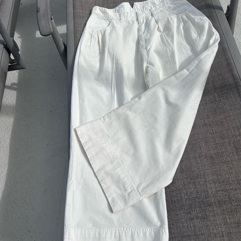 Free People Cream Cotton-Linen Pants
